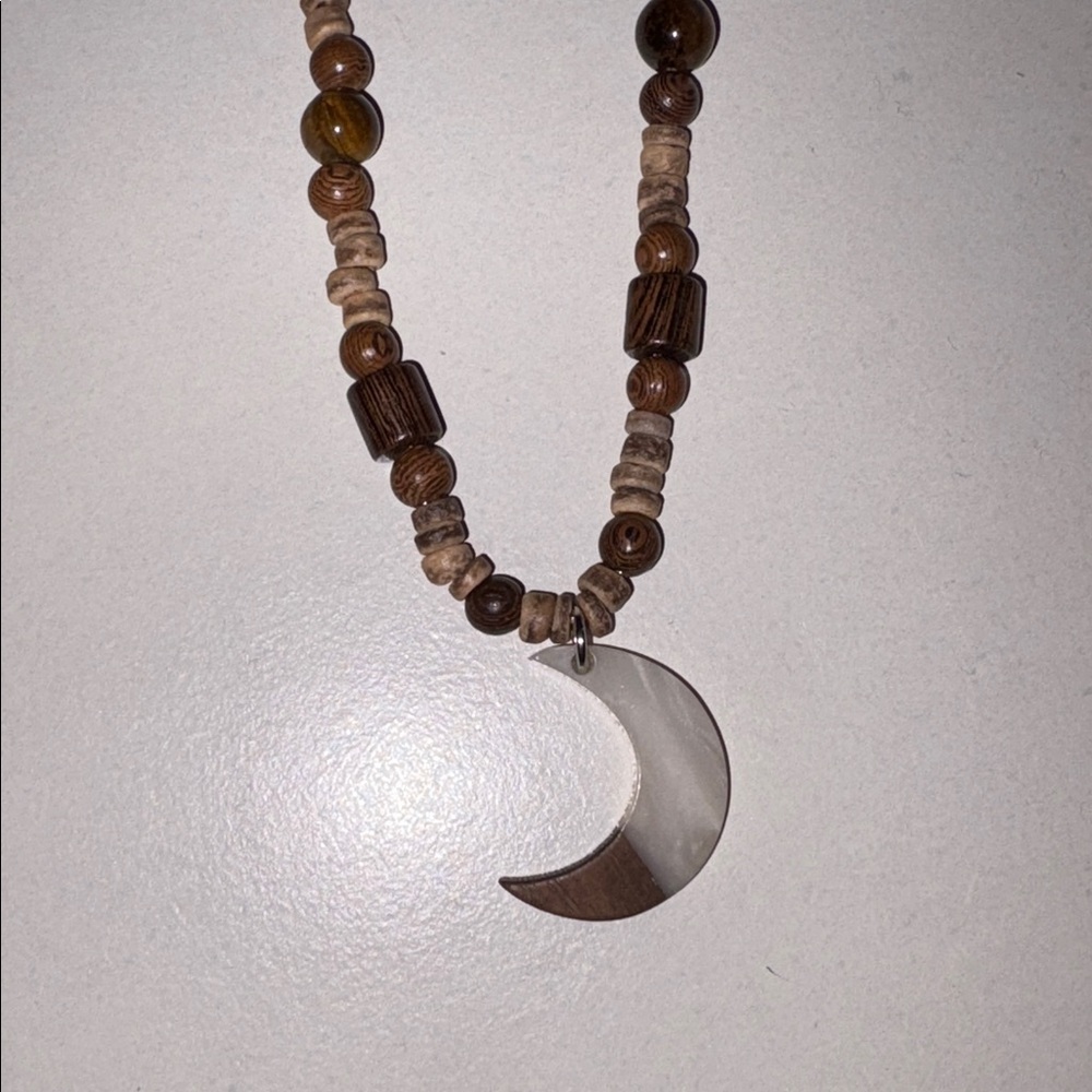 Earthy Crescent Pendant Necklace